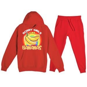 Funny Sorry I Like Bananas Gender Equality Pride Gift Premium Hooded Sweatsuit Set