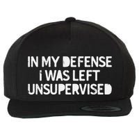 Funny Saying In My Defense I Was Left Unsupervised Wool Snapback Cap