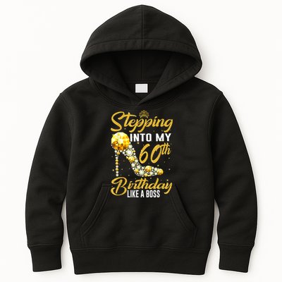 Funny Stepping Into My 60th Birthday Gift Like A Boss Diamond Shoes Gift 1 Kids Hoodie
