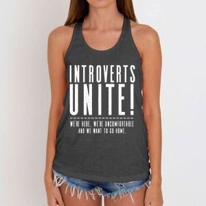 Funny Sarcastic Introvert Introverts Unite! Women's Knotted Racerback Tank