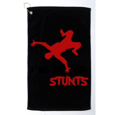 Funny Ski I Do My Own Stunts Skiing Gifts For Men & Women Platinum Collection Golf Towel