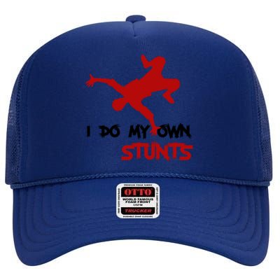 Funny Ski I Do My Own Stunts Skiing Gifts For Men & Women High Crown Mesh Back Trucker Hat