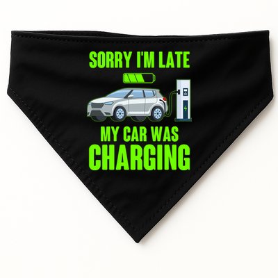 Funny Sorry Im Late My Car Was Charging USA-Made Doggie Bandana