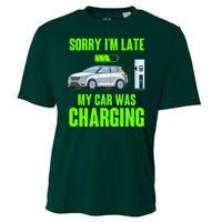 Funny Sorry Im Late My Car Was Charging Cooling Performance Crew T-Shirt