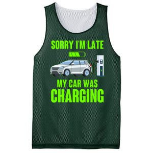 Funny Sorry Im Late My Car Was Charging Mesh Reversible Basketball Jersey Tank