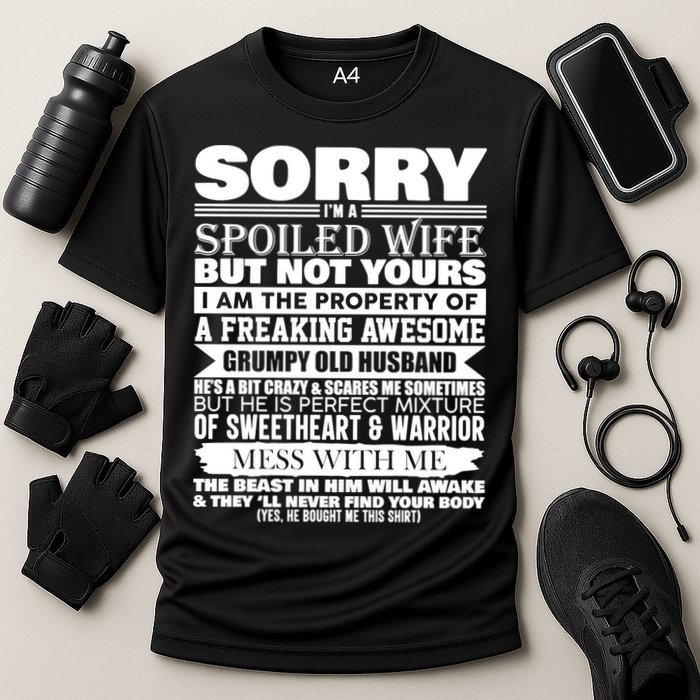 Funny Sorry I'm A Spoiled Wife Of Grumpy Old Husband Cooling Performance Crew T-Shirt
