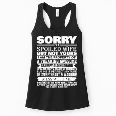 Funny Sorry I'm A Spoiled Wife Of Grumpy Old Husband Womens Tank Top
