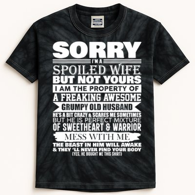 Funny Sorry I'm A Spoiled Wife Of Grumpy Old Husband Kids Tie-Dye T-Shirt