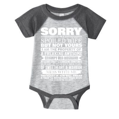 Funny Sorry I'm A Spoiled Wife Of Grumpy Old Husband Infant Baby Jersey Bodysuit