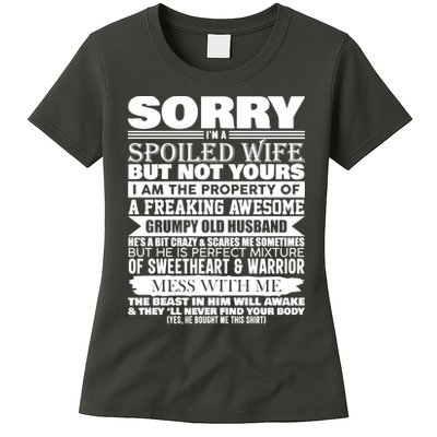 Funny Sorry I'm A Spoiled Wife Of Grumpy Old Husband Womens T-Shirt