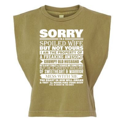 Funny Sorry I'm A Spoiled Wife Of Grumpy Old Husband Garment-Dyed Women's Muscle Tee
