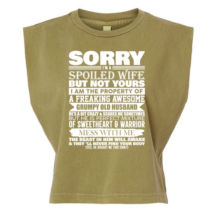 Funny Sorry I'm A Spoiled Wife Of Grumpy Old Husband Garment-Dyed Women's Muscle Tee