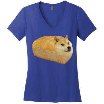 Fashion Shiba Inu Doge Bread Meme Dog Ugly Cool Gift Sweater Women's V-Neck T-Shirt