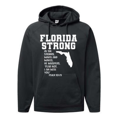 Florida Strong In The Storms Winds And Waves He Whispers Performance Fleece Hoodie