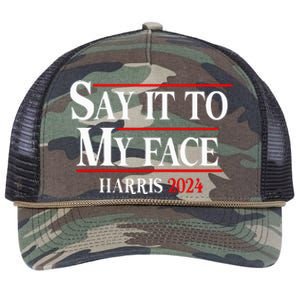 Funny Say It To My Face Kamalaharris 2024 Retro Rope Trucker Hat Cap