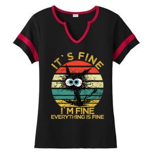 Funny Schwa I`ts Fine Im Fine Everything Is Fine Cat Ladies Halftime Notch Neck Tee