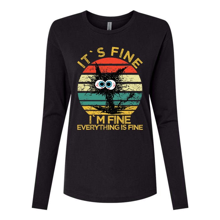 Funny Schwa I`ts Fine Im Fine Everything Is Fine Cat Womens Cotton Relaxed Long Sleeve T-Shirt