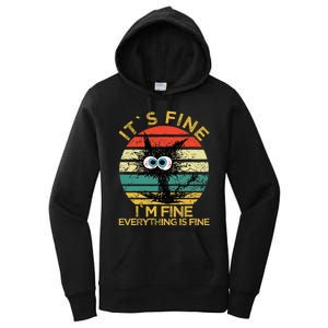 Funny Schwa I`ts Fine Im Fine Everything Is Fine Cat Women's Pullover Hoodie