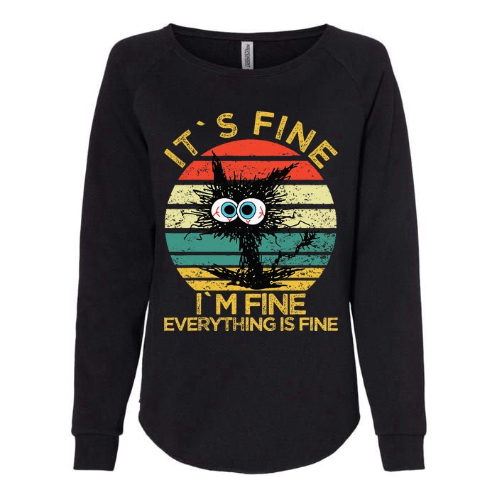 Funny Schwa I`ts Fine Im Fine Everything Is Fine Cat Womens California Wash Sweatshirt