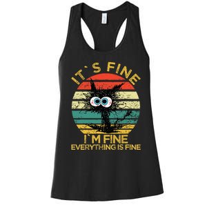 Funny Schwa I`ts Fine Im Fine Everything Is Fine Cat Women's Racerback Tank