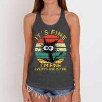 Funny Schwa I`ts Fine Im Fine Everything Is Fine Cat Women's Knotted Racerback Tank