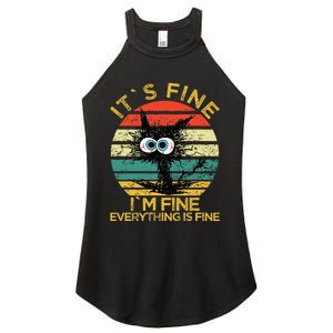 Funny Schwa I`ts Fine Im Fine Everything Is Fine Cat Women's Perfect Tri Rocker Tank