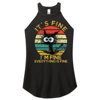 Funny Schwa I`ts Fine Im Fine Everything Is Fine Cat Women's Perfect Tri Rocker Tank