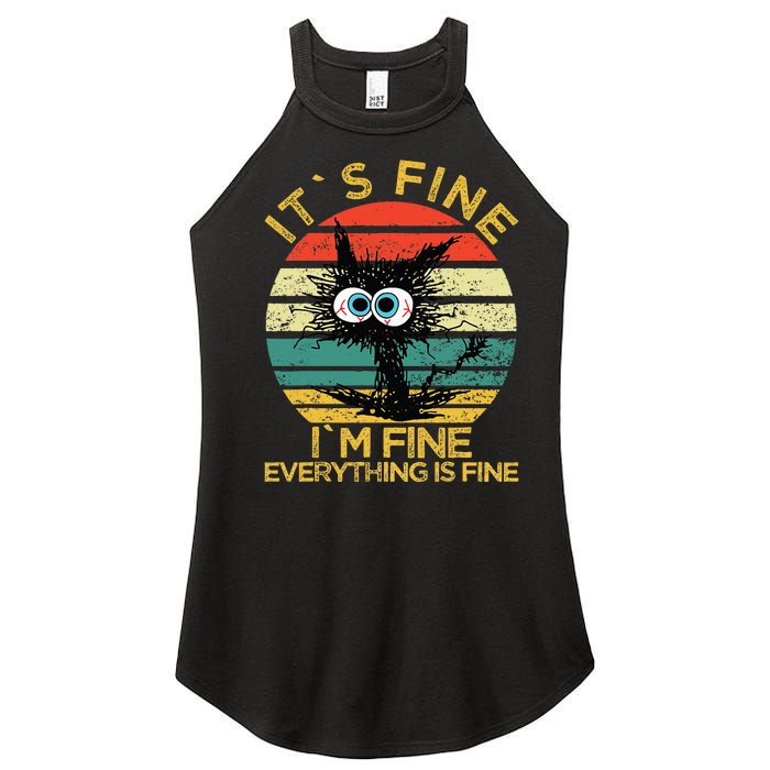 Funny Schwa I`ts Fine Im Fine Everything Is Fine Cat Women's Perfect Tri Rocker Tank