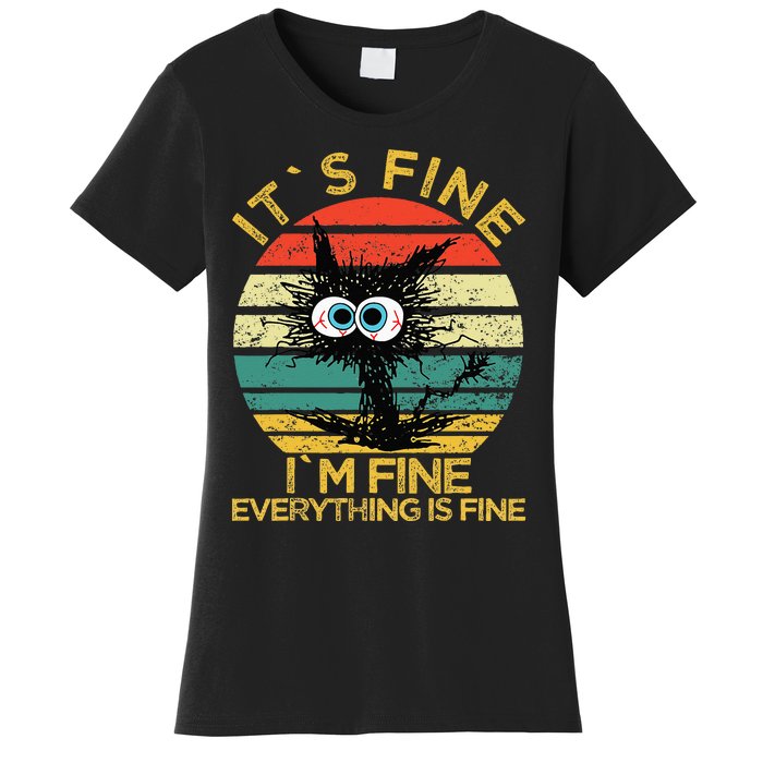 Funny Schwa I`ts Fine Im Fine Everything Is Fine Cat Women's T-Shirt