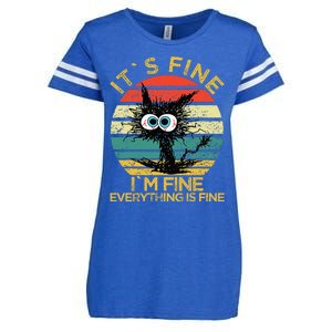 Funny Schwa I`ts Fine Im Fine Everything Is Fine Cat Enza Ladies Jersey Football T-Shirt