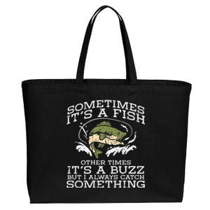 Fishing Sometimes Its A Fish Buzz Fisherman Cotton Canvas Jumbo Tote