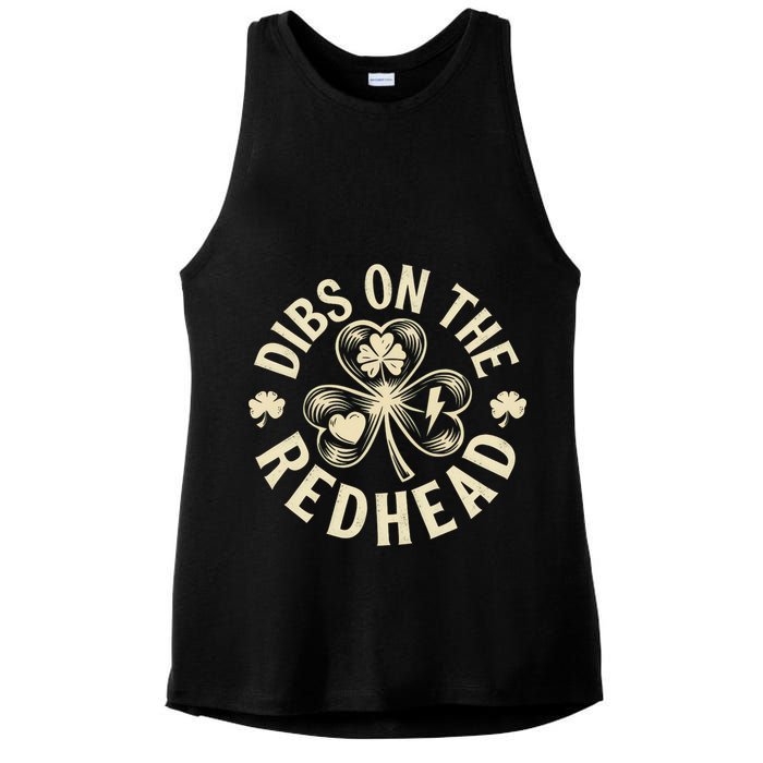 Funny Shamrock Irish St Patricks Day Dibs On The Redhead Ladies PosiCharge Tri-Blend Wicking Tank