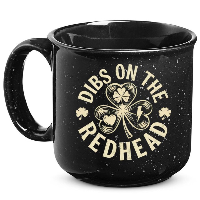 Funny Shamrock Irish St Patricks Day Dibs On The Redhead 15oz Campfire Ceramic Mug