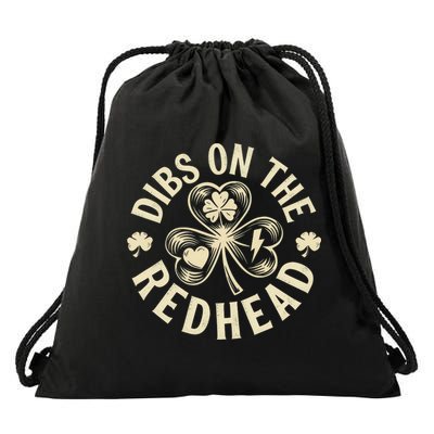 Funny Shamrock Irish St Patricks Day Dibs On The Redhead Drawstring Bag