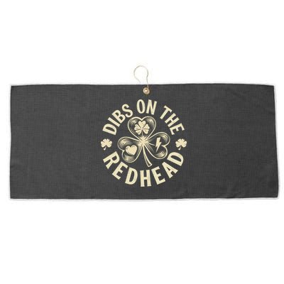 Funny Shamrock Irish St Patricks Day Dibs On The Redhead Large Microfiber Waffle Golf Towel