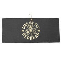 Funny Shamrock Irish St Patricks Day Dibs On The Redhead Large Microfiber Waffle Golf Towel