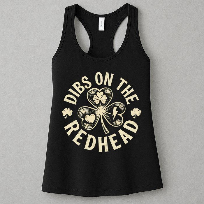 Funny Shamrock Irish St Patricks Day Dibs On The Redhead Womens Tank Top