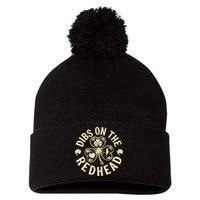 Funny Shamrock Irish St Patricks Day Dibs On The Redhead Pom Pom 12in Knit Beanie