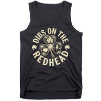 Funny Shamrock Irish St Patricks Day Dibs On The Redhead Tank Top