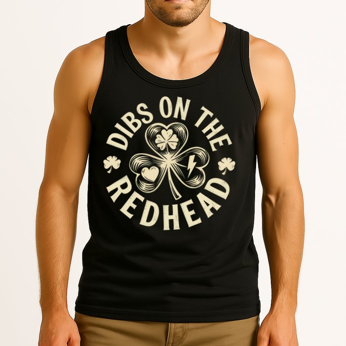 Funny Shamrock Irish St Patricks Day Dibs On The Redhead Tank Top