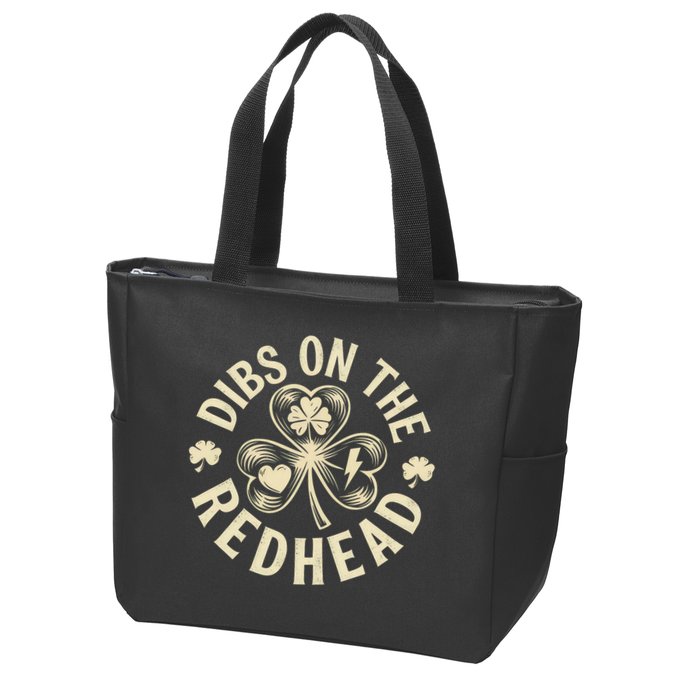 Funny Shamrock Irish St Patricks Day Dibs On The Redhead Zip Tote Bag