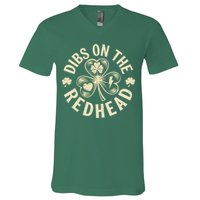 Funny Shamrock Irish St Patricks Day Dibs On The Redhead V-Neck T-Shirt