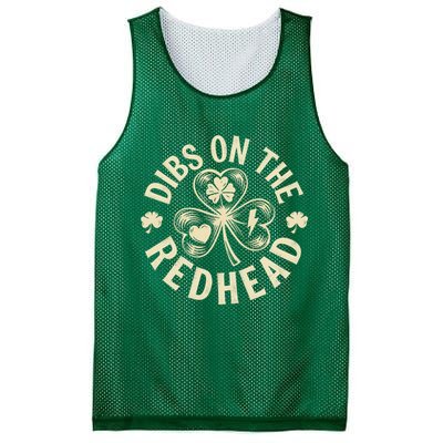 Funny Shamrock Irish St Patricks Day Dibs On The Redhead Mesh Reversible Basketball Jersey Tank