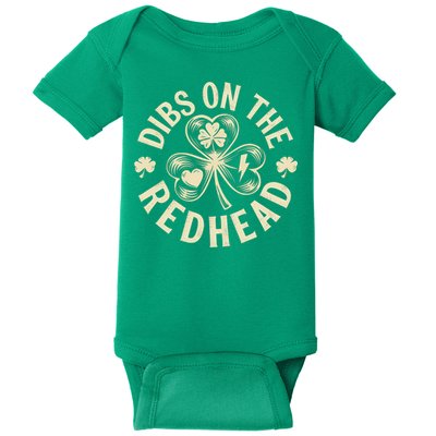 Funny Shamrock Irish St Patricks Day Dibs On The Redhead Baby Bodysuit