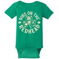 Funny Shamrock Irish St Patricks Day Dibs On The Redhead Baby Bodysuit