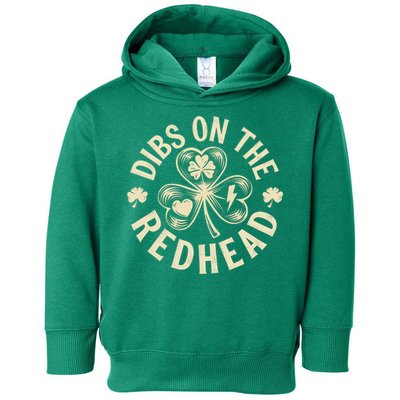 Funny Shamrock Irish St Patricks Day Dibs On The Redhead Toddler Hoodie