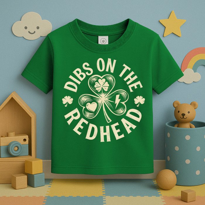 Funny Shamrock Irish St Patricks Day Dibs On The Redhead Toddler T-Shirt