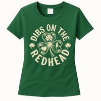 Funny Shamrock Irish St Patricks Day Dibs On The Redhead Womens T-Shirt