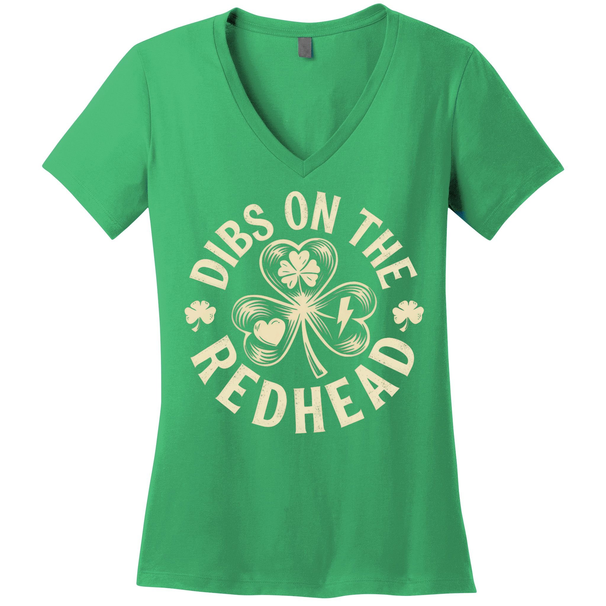 Funny Shamrock Irish St Patricks Day Dibs On The Redhead Women's V-Neck T-Shirt