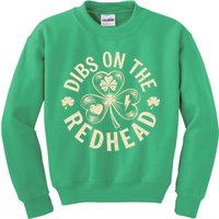 Funny Shamrock Irish St Patricks Day Dibs On The Redhead Kids Sweatshirt
